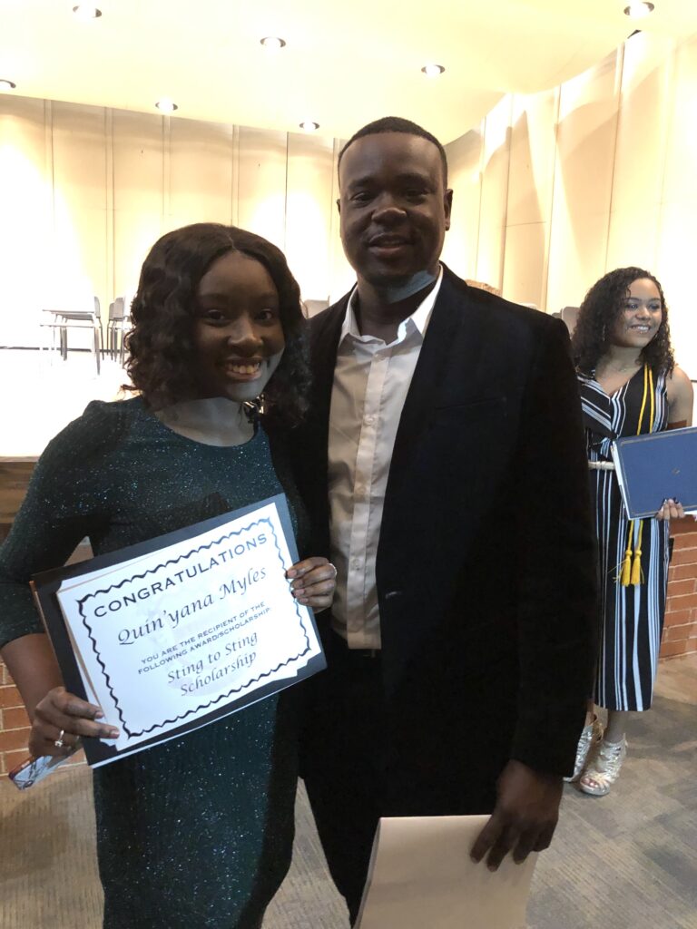 Congratulations to Quin’yana Myles, recipient of my Sting to Sting Scholarship.