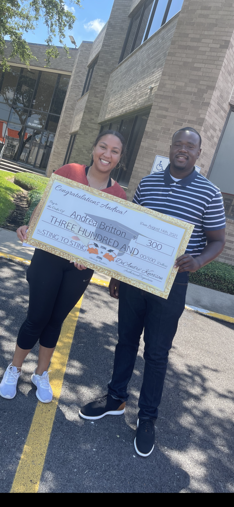 Congratulations to Andrea Britton, 2021 recipient of my Sting to Sting Scholarship.