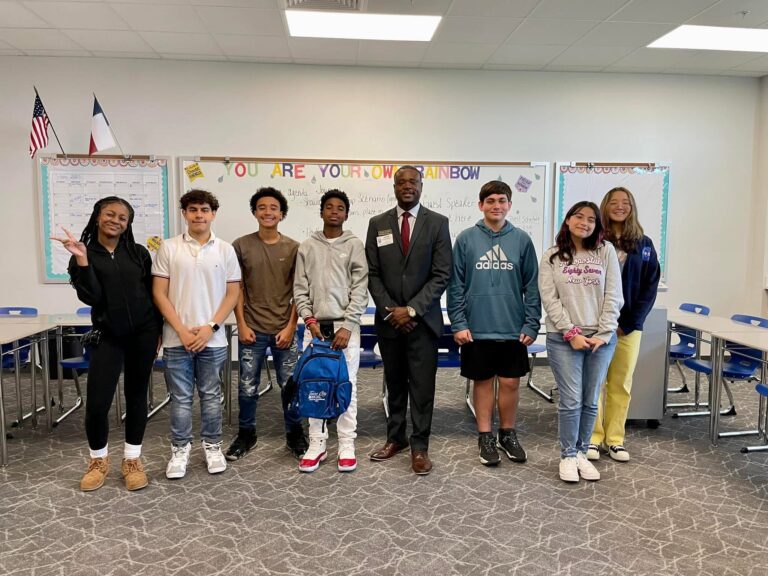 I had the great opportunity to be a guest speaker at Dickinson Junior High, speaking with students about leadership, responsibility, and the importance of giving back to their community.
